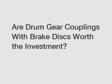 Are Drum Gear Couplings With Brake Discs Worth the Investment?