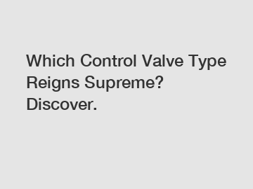 Which Control Valve Type Reigns Supreme? Discover.