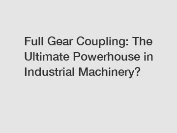 Full Gear Coupling: The Ultimate Powerhouse in Industrial Machinery?