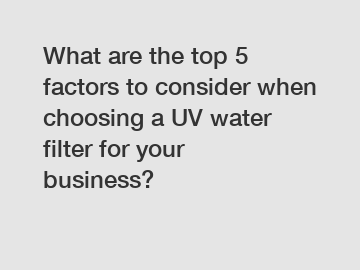 What are the top 5 factors to consider when choosing a UV water filter for your business?