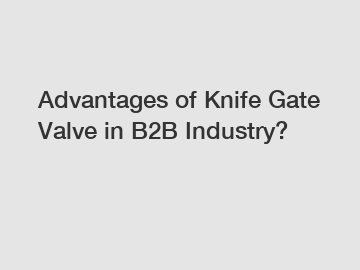 Advantages of Knife Gate Valve in B2B Industry?