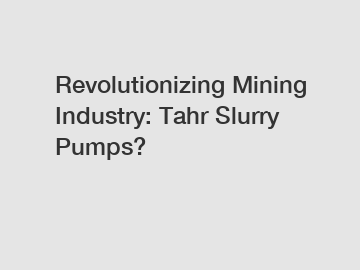 Revolutionizing Mining Industry: Tahr Slurry Pumps?