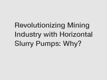 Revolutionizing Mining Industry with Horizontal Slurry Pumps: Why?