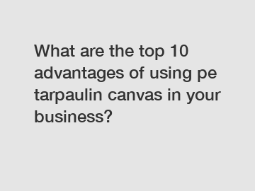 What are the top 10 advantages of using pe tarpaulin canvas in your business?