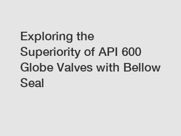 Exploring the Superiority of API 600 Globe Valves with Bellow Seal