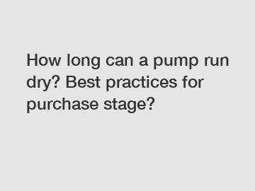 How long can a pump run dry? Best practices for purchase stage?