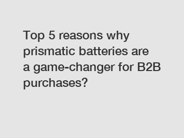 Top 5 reasons why prismatic batteries are a game-changer for B2B purchases?