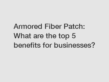 Armored Fiber Patch: What are the top 5 benefits for businesses?