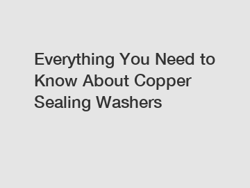 Everything You Need to Know About Copper Sealing Washers