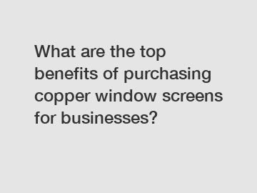 What are the top benefits of purchasing copper window screens for businesses?