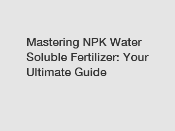 Mastering NPK Water Soluble Fertilizer: Your Ultimate Guide