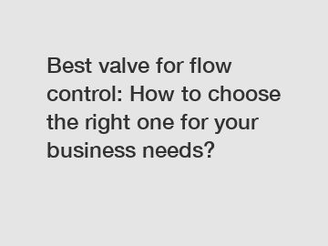 Best valve for flow control: How to choose the right one for your business needs?