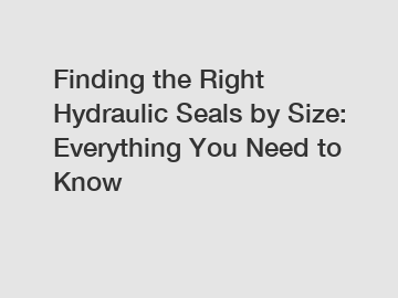 Finding the Right Hydraulic Seals by Size: Everything You Need to Know