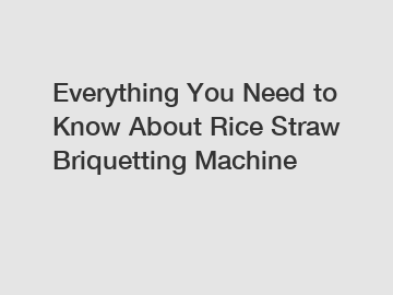 Everything You Need to Know About Rice Straw Briquetting Machine