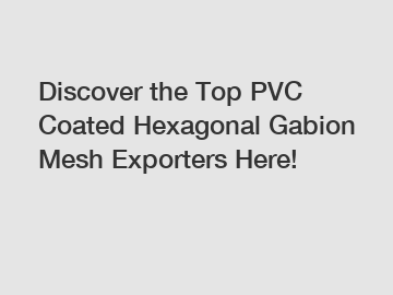 Discover the Top PVC Coated Hexagonal Gabion Mesh Exporters Here!