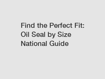 Find the Perfect Fit: Oil Seal by Size National Guide Find the Perfect Fit: Oil Seal by Size National Guide