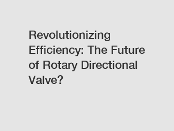 Revolutionizing Efficiency: The Future of Rotary Directional Valve?