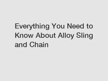 Everything You Need to Know About Alloy Sling and Chain