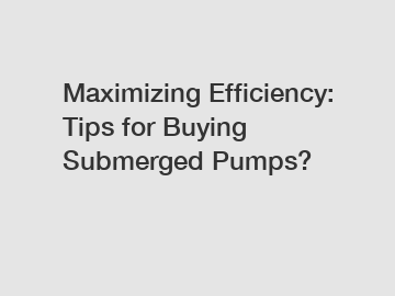 Maximizing Efficiency: Tips for Buying Submerged Pumps?