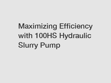 Maximizing Efficiency with 100HS Hydraulic Slurry Pump