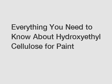 Everything You Need to Know About Hydroxyethyl Cellulose for Paint