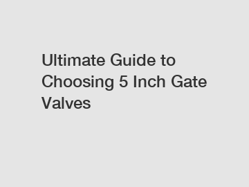 Ultimate Guide to Choosing 5 Inch Gate Valves