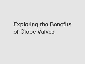 Exploring the Benefits of Globe Valves