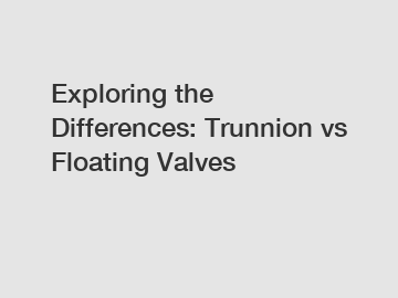 Exploring the Differences: Trunnion vs Floating Valves