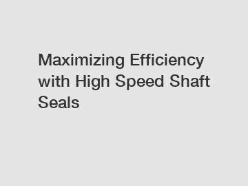 Maximizing Efficiency with High Speed Shaft Seals