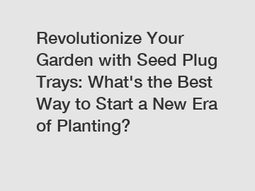Revolutionize Your Garden with Seed Plug Trays: What's the Best Way to Start a New Era of Planting?