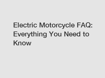 Electric Motorcycle FAQ: Everything You Need to Know