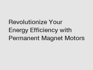 Revolutionize Your Energy Efficiency with Permanent Magnet Motors