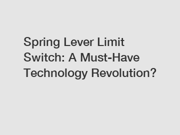 Spring Lever Limit Switch: A Must-Have Technology Revolution?