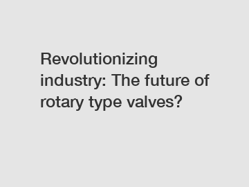 Revolutionizing industry: The future of rotary type valves?