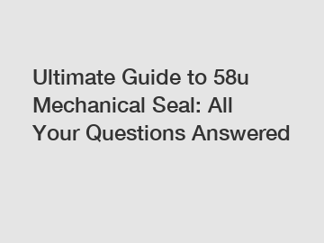 Ultimate Guide to 58u Mechanical Seal: All Your Questions Answered