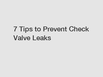 7 Tips to Prevent Check Valve Leaks