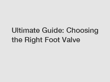 Ultimate Guide: Choosing the Right Foot Valve