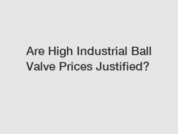 Are High Industrial Ball Valve Prices Justified?
