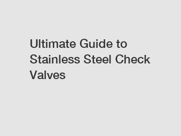 Ultimate Guide to Stainless Steel Check Valves