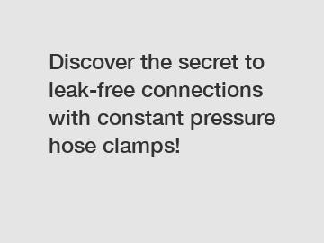 Discover the secret to leak-free connections with constant pressure hose clamps!