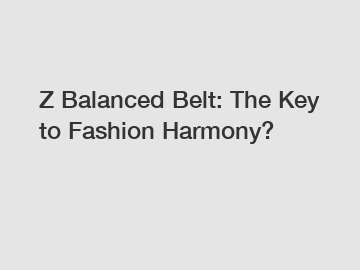 Z Balanced Belt: The Key to Fashion Harmony?