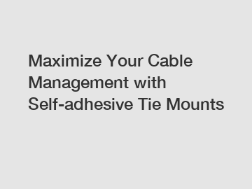 Maximize Your Cable Management with Self-adhesive Tie Mounts