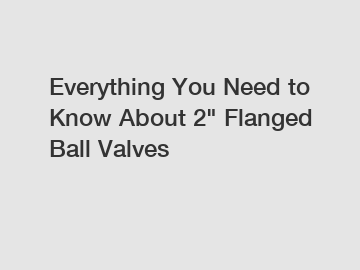 Everything You Need to Know About 2" Flanged Ball Valves
