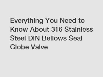 Everything You Need to Know About 316 Stainless Steel DIN Bellows Seal Globe Valve