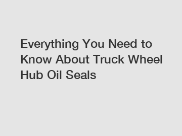 Everything You Need to Know About Truck Wheel Hub Oil Seals
