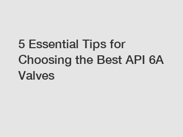 5 Essential Tips for Choosing the Best API 6A Valves