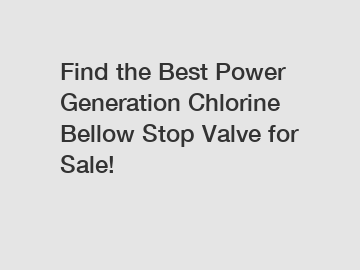 Find the Best Power Generation Chlorine Bellow Stop Valve for Sale!