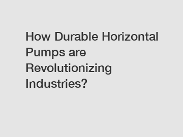 How Durable Horizontal Pumps are Revolutionizing Industries?