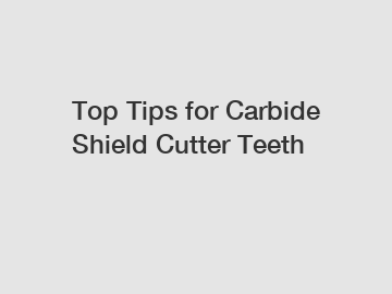Top Tips for Carbide Shield Cutter Teeth