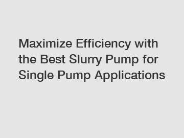 Maximize Efficiency with the Best Slurry Pump for Single Pump Applications